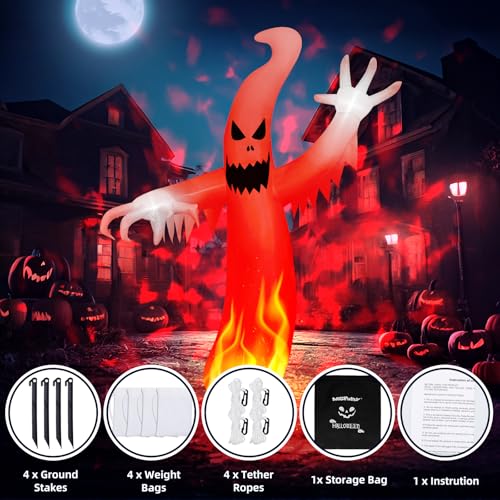 8 FT Tall Halloween Inflatables Ghost with Built-in LEDs F27123