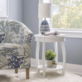 Round Indoor Accent Side Table with Shelf O78159
