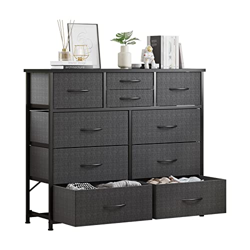 10 Drawer Fabric Storage Dresser with Wood Top Z503