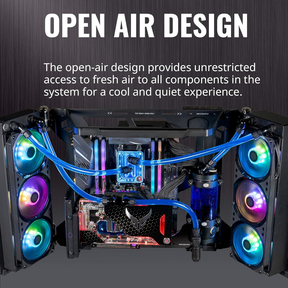 Custom Test Bench/Open-Air ATX PC Case with Panoramic Tempered Glass H48043