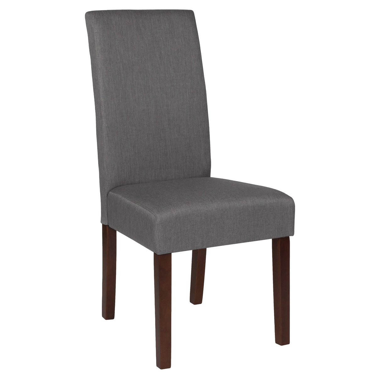 Light Gray Fabric Parsons Chair with Mahogany Legs L655