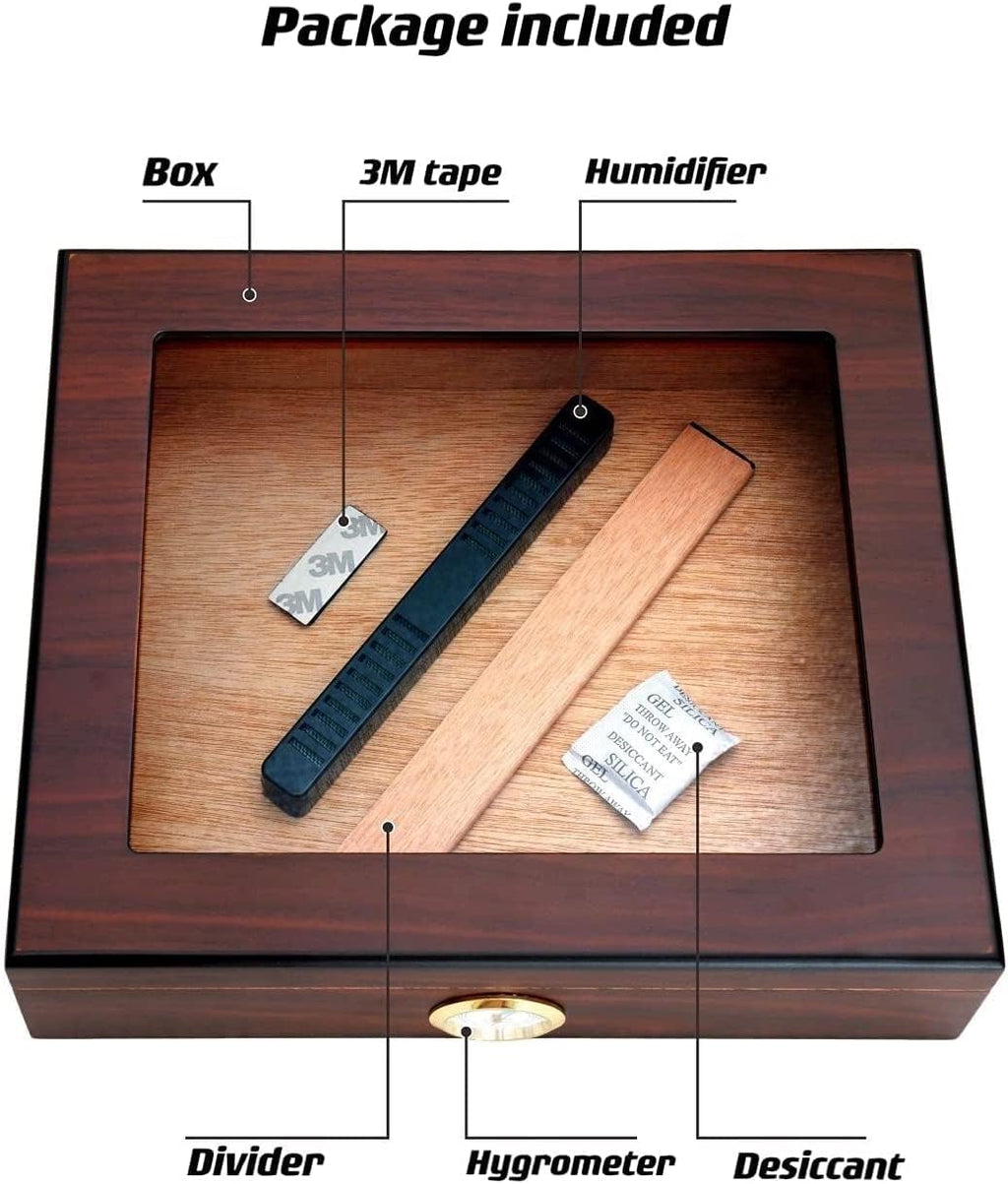 Walnut Spanish Cedar Box with Hygrometer and Humidifier, Pack of 2 X552