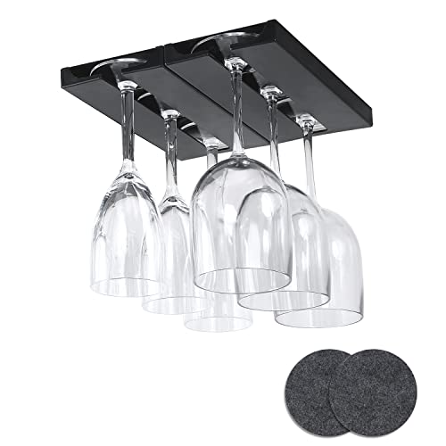 Black 4 Pack Plastic Wine Glass Rack with 4 Coasters S113