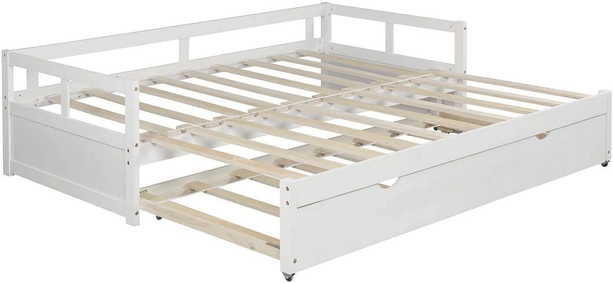 White Wood Daybed with Pull Out Trundle L58372