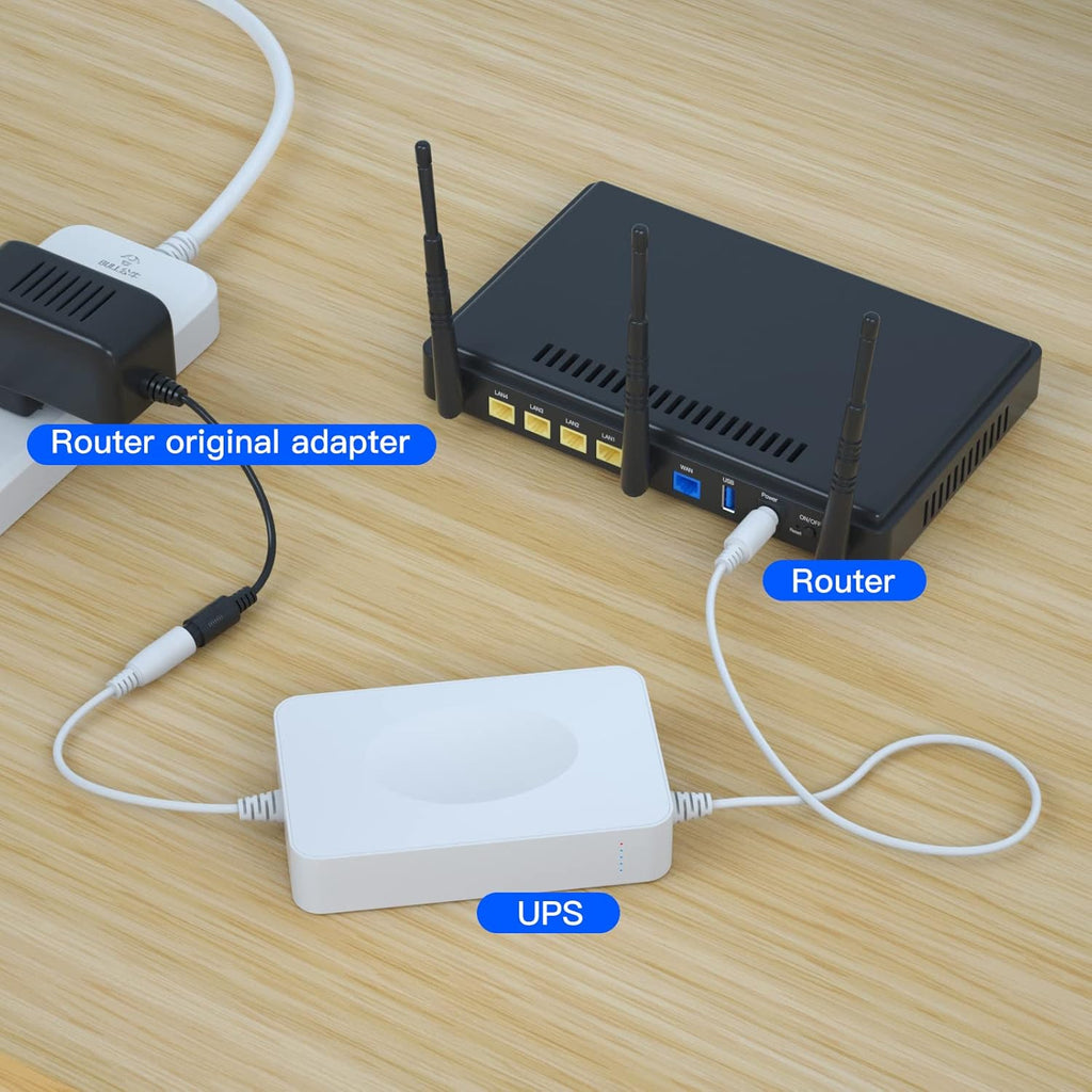 Rechargeable UPS Battery Backup 15000mAh DC 12V Router UPS with 2 A Charger J3373