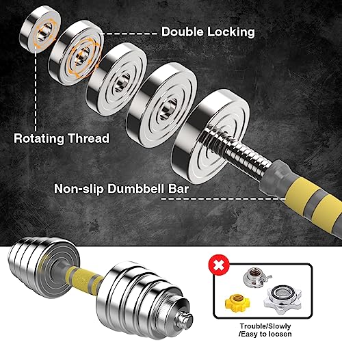 44/66 LBS Steel Dumbbell Set with Connecting Rod S270854