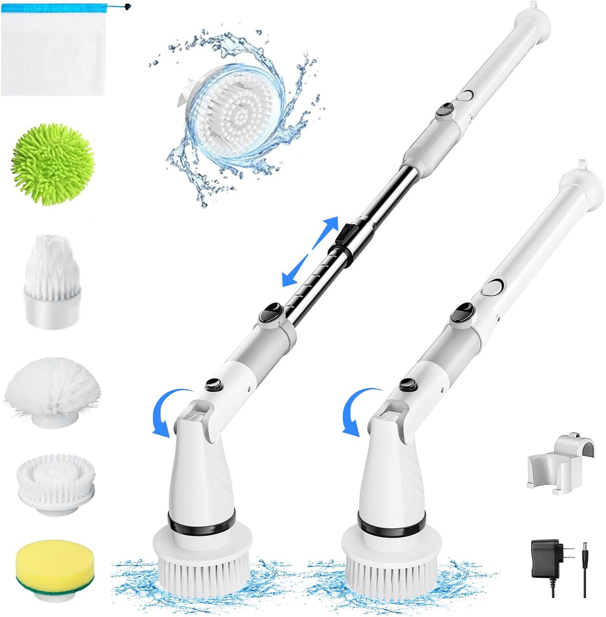 Cordless Electric Spin Scrubber with Adjustable Extension Handle (Grey) L11200