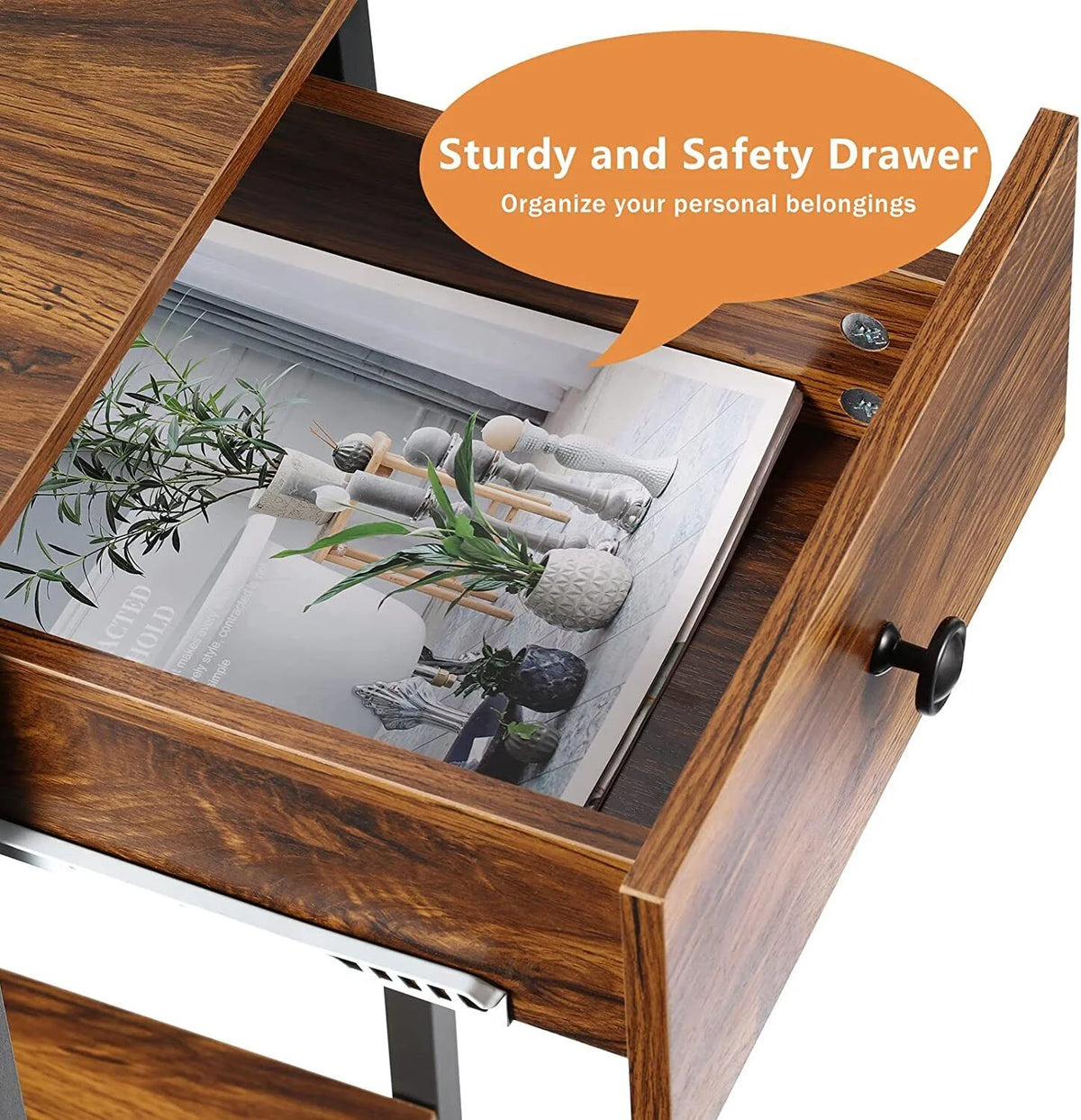 Computer Tower Stand with Wheels and Drawer D638406