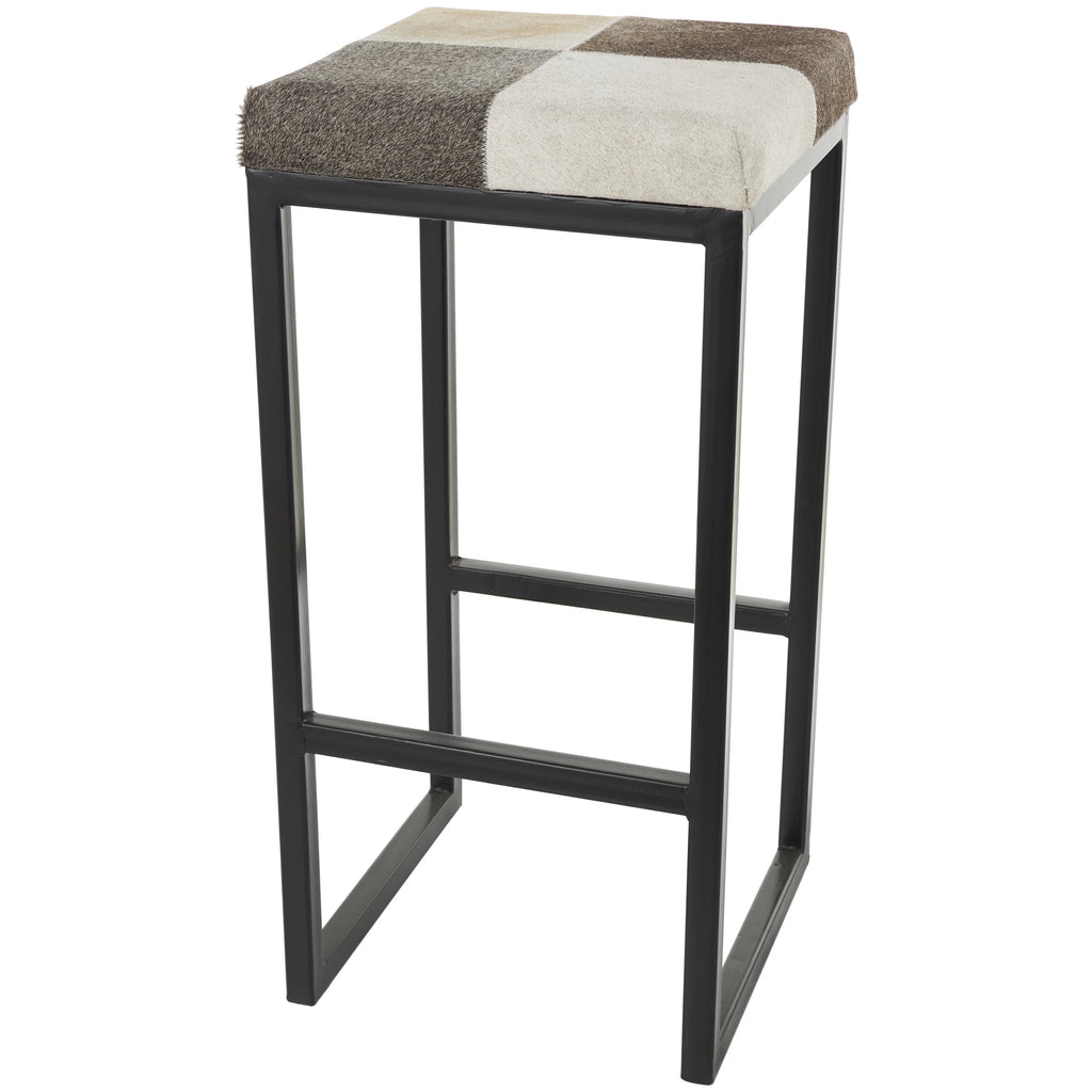Gray Metal Bar Stool with Black Base B5733