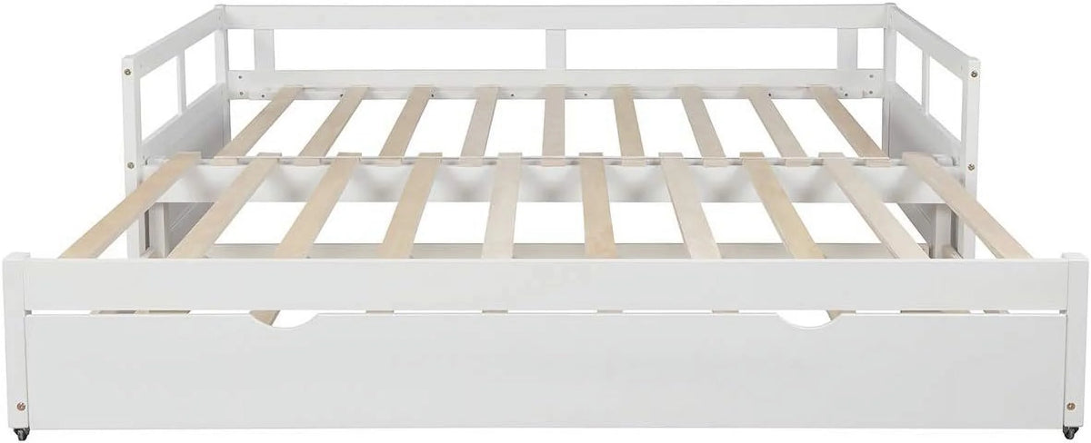 White Wood Daybed with Pull Out Trundle L58372