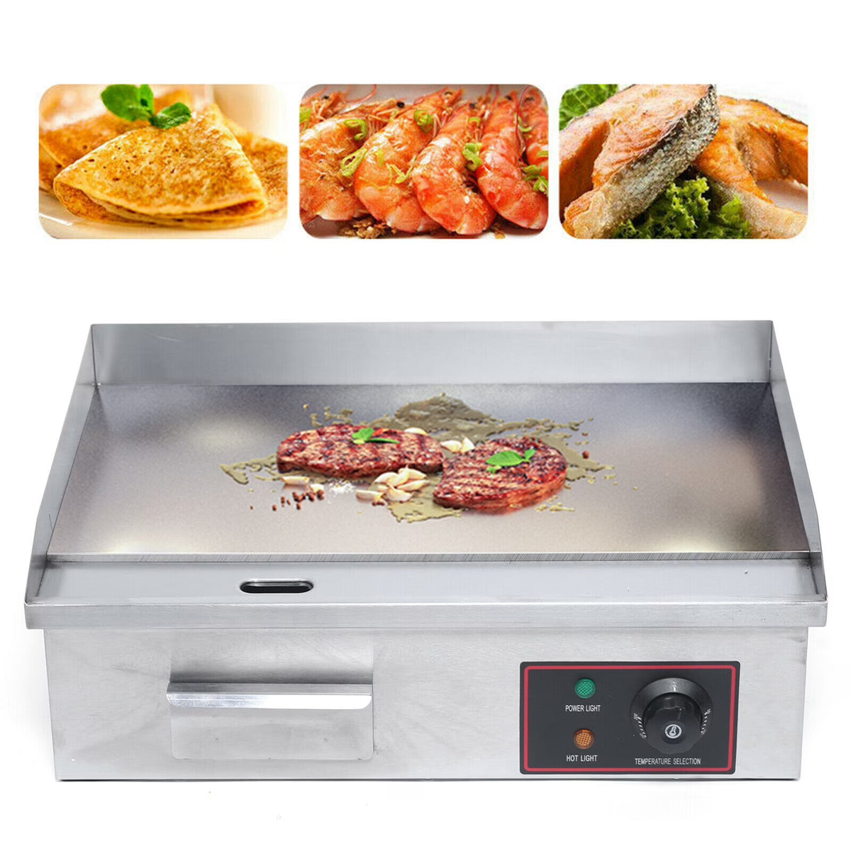 1600W Commercial Electric Griddle Stainless Steel Table Stove H581