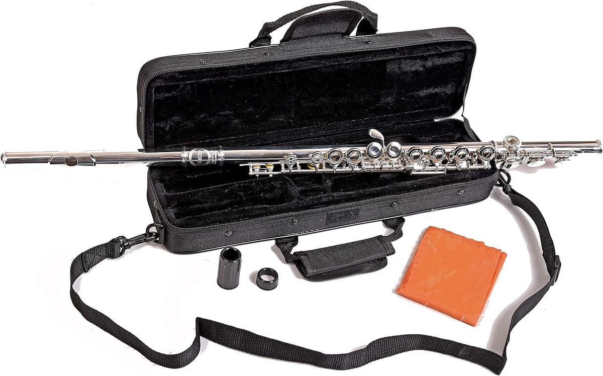 SOLID NICKEL-SILVER Flute Complete Set with Shoulder Carry Case, Cleaning Rod, Tenon Protectors Z640