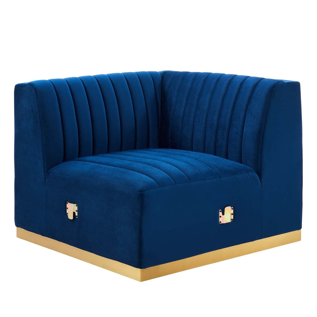 Gold/Navy Velvet Right Corner Chair M3415