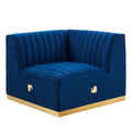 Gold/Navy Velvet Right Corner Chair M3415