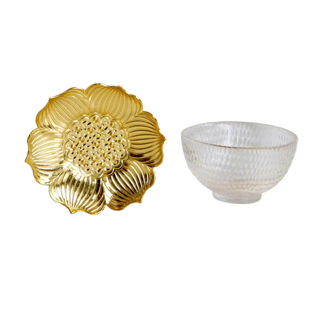 Glass Tea Cup Alloy Saucer Set Y73938