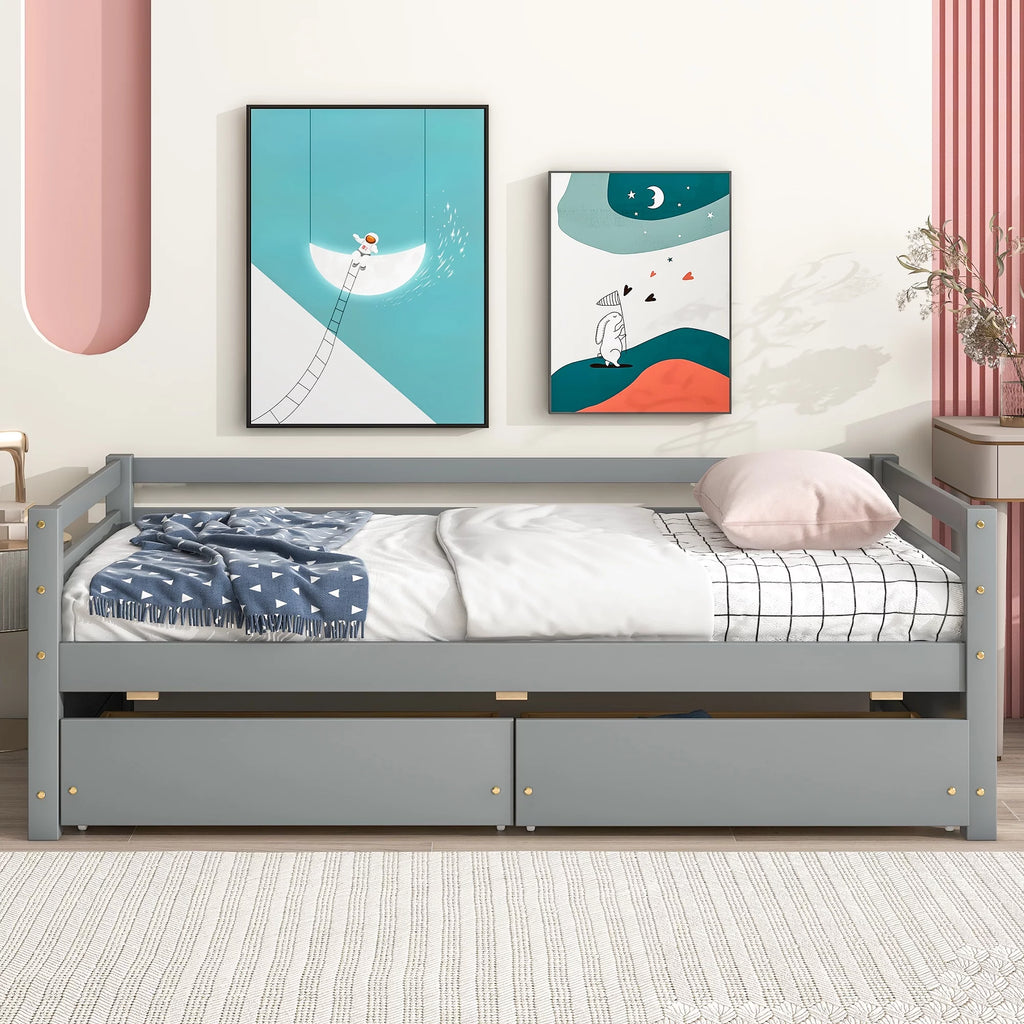 Twin Wood Daybed with Two Drawers S696