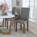 Light Gray Fabric Parsons Chair with Mahogany Legs L655