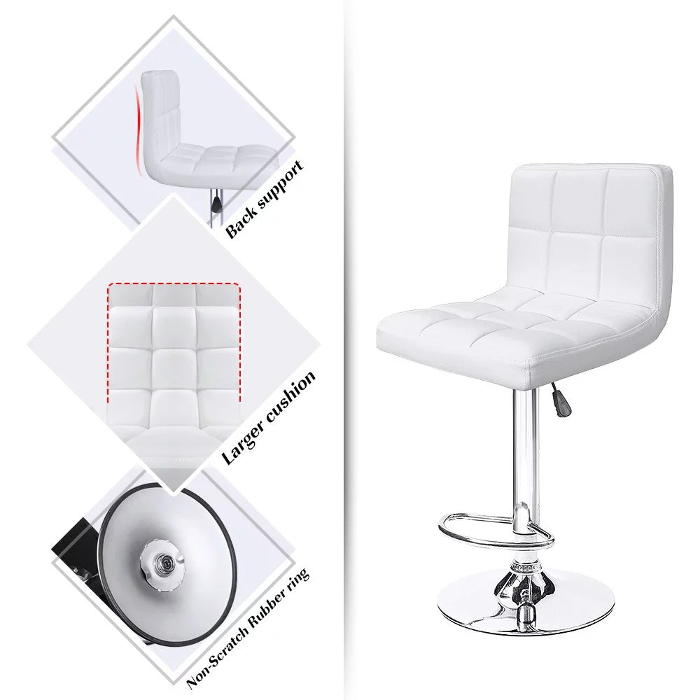 White Swivel Adjustable Height Bar Stool Set of 2 G933288