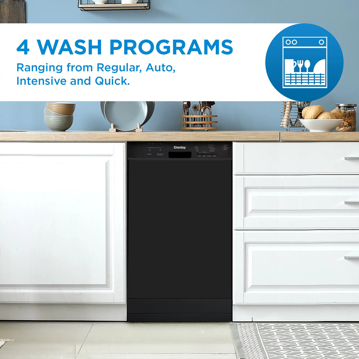 18" Wide Built-in Dishwasher in Black T2550