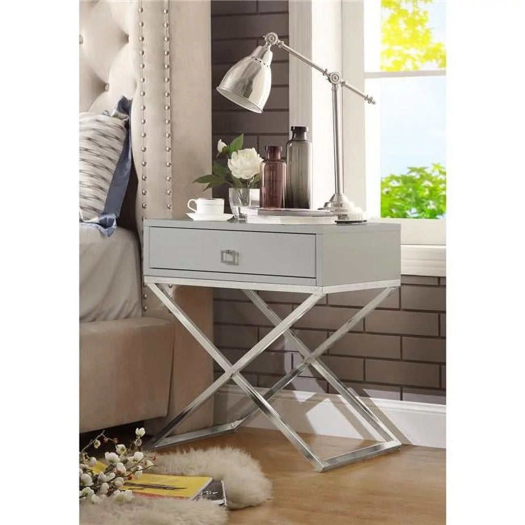 1 Drawer Gray Nightstand B475