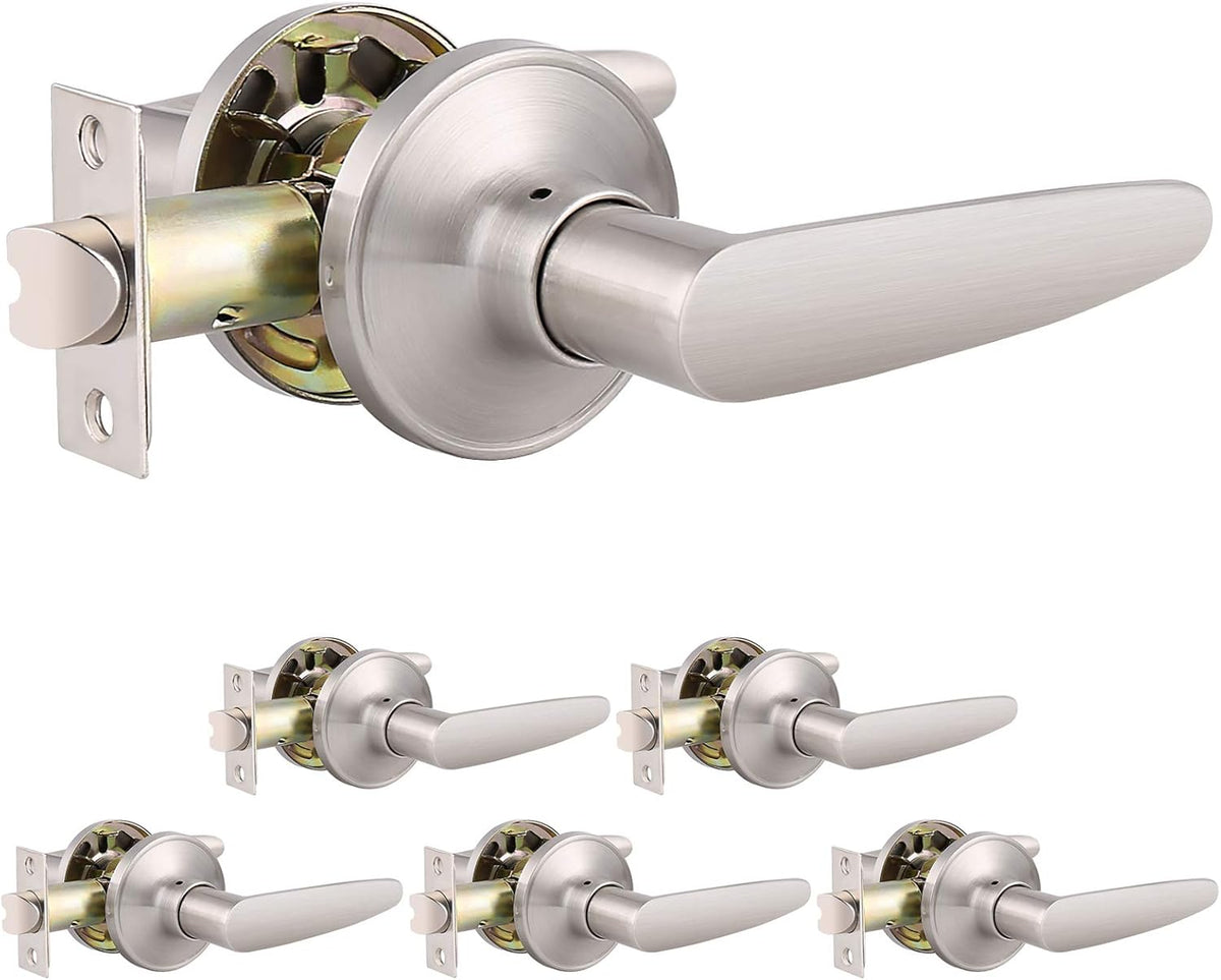 6 Pack Satin Nickel Unlocking Passage Door Levers T68973