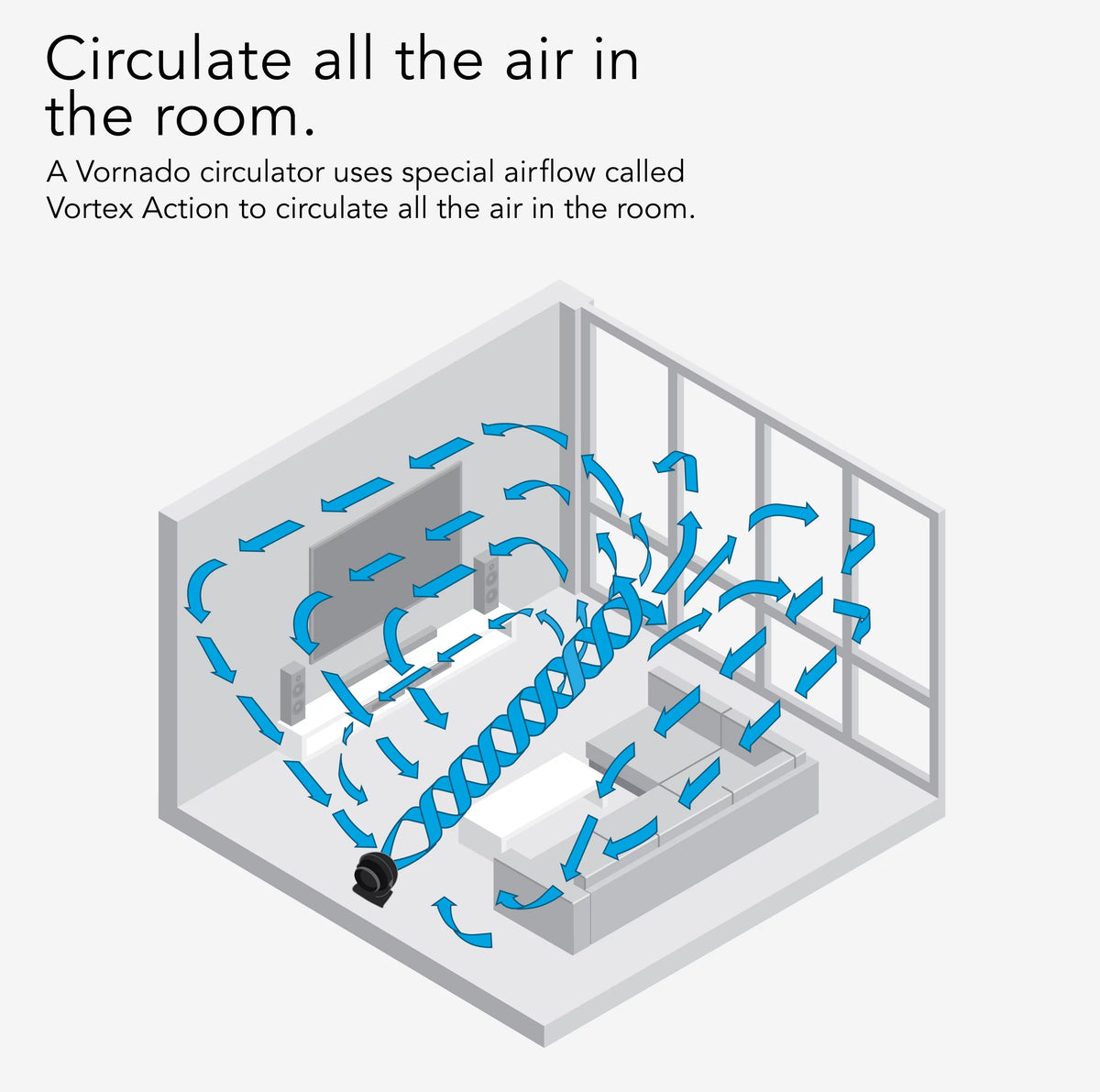 Black Whole Room Air Circulator Floor Fan Q870783