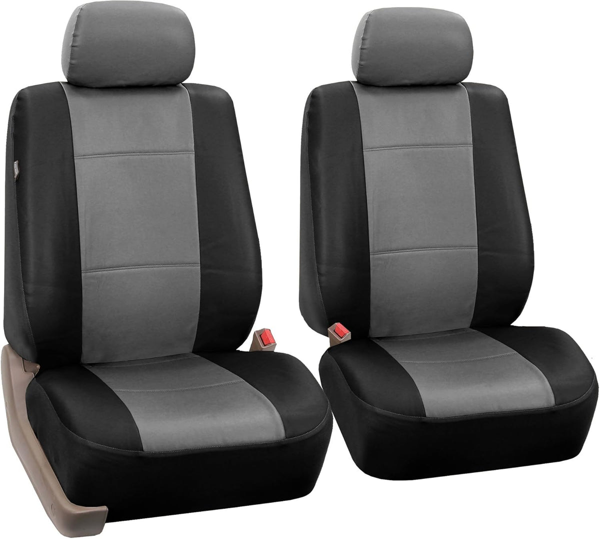 Black Faux Leather Automotive Seat Covers Set of 2 D92623