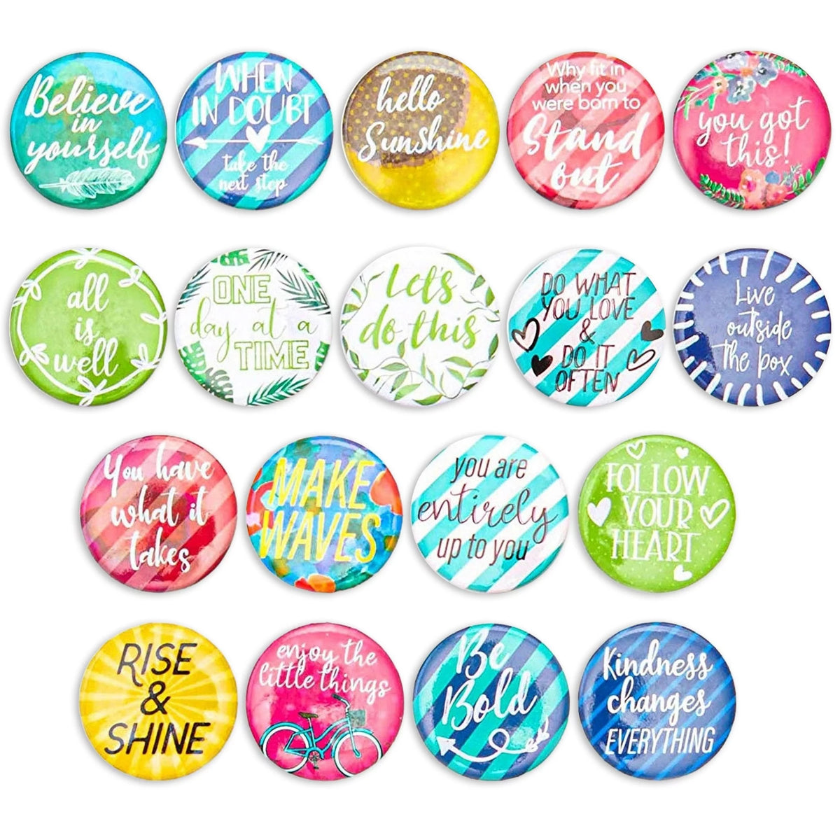 18 Pack Colorful Inspirational Magnets 1.25 In Q8511