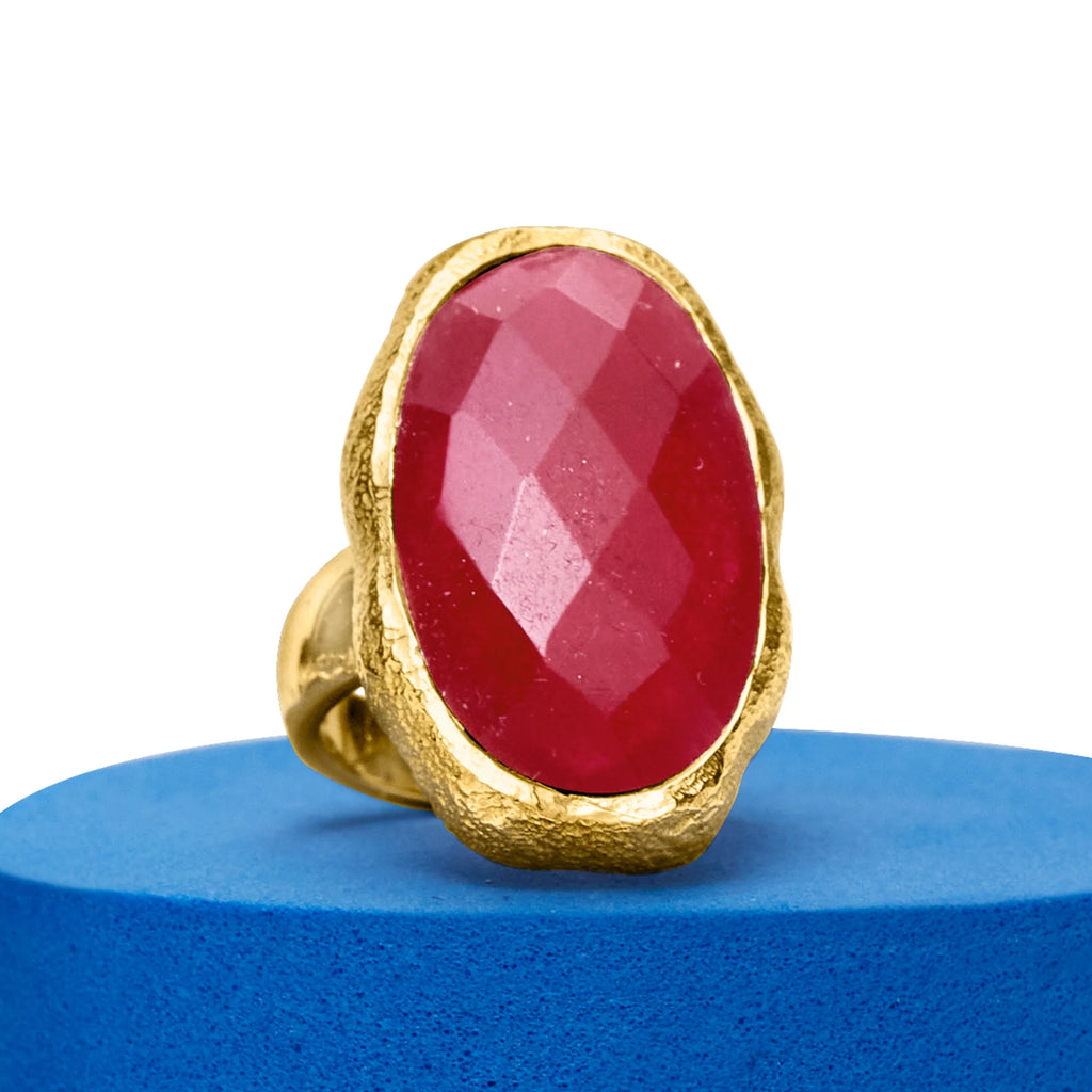 25.00 Carat Pink Quartz Ring in 18kt Gold Over Sterling C747951
