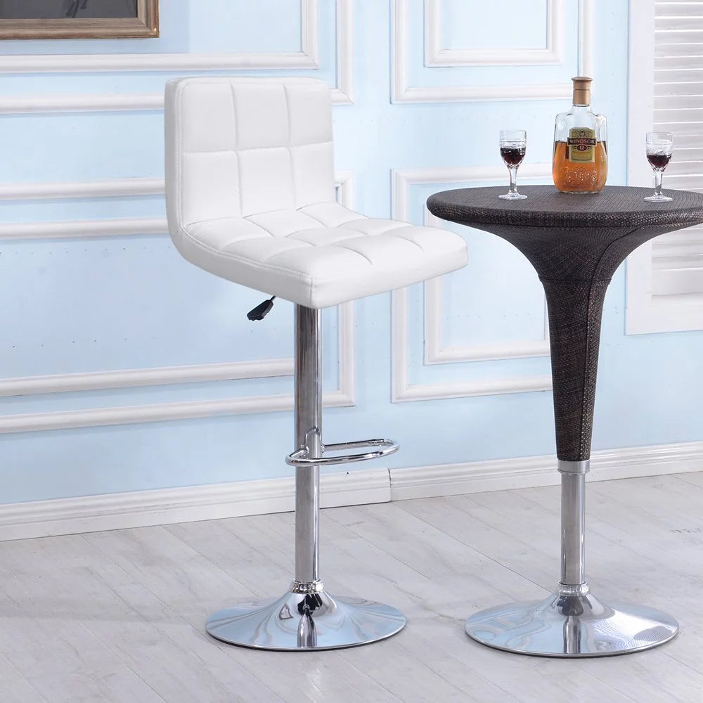 White Swivel Adjustable Height Bar Stool Set of 2 G933288