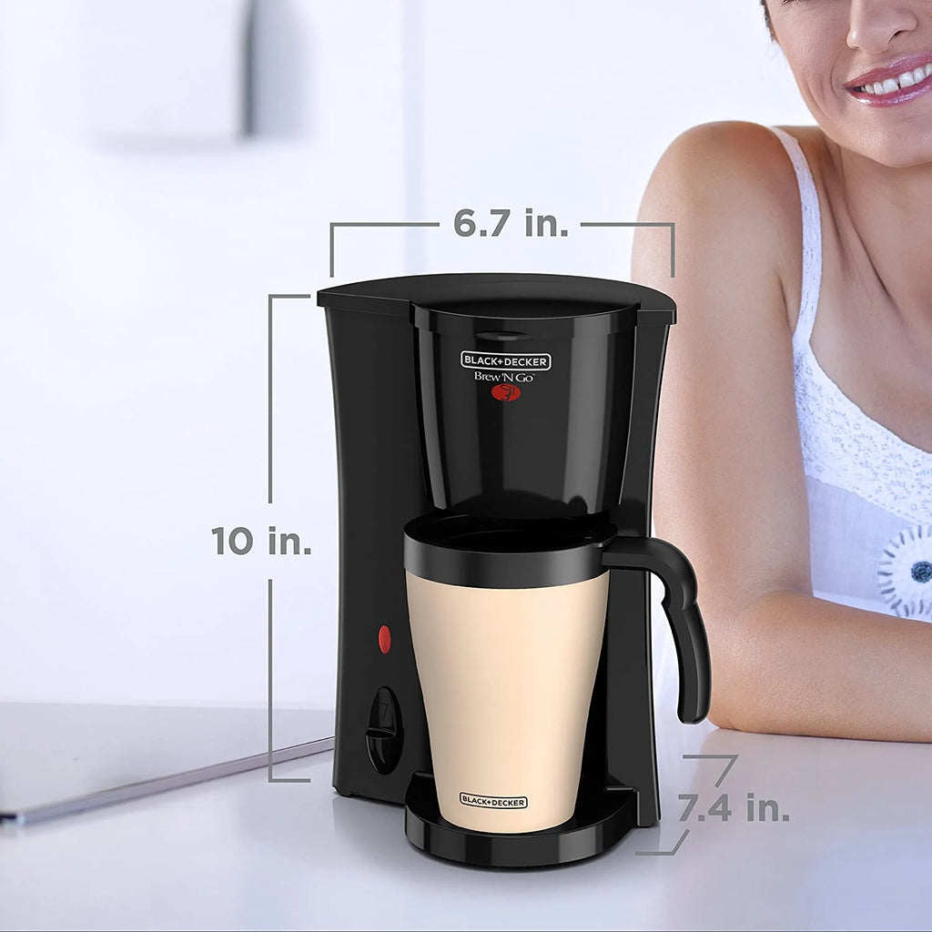 Personal Coffeemaker with Travel Mug, Black/Beige S559