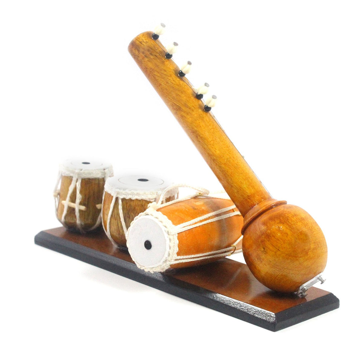 Handmade Miniature Wooden Tabla Sitar Harmonium Showpiece X9448
