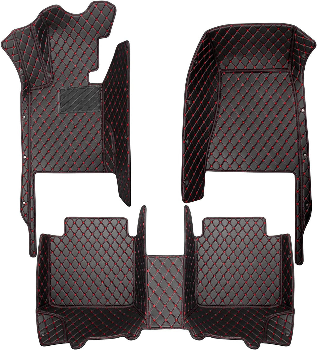 Leather Car Floor Mats 1st & 2nd Row Black O1395