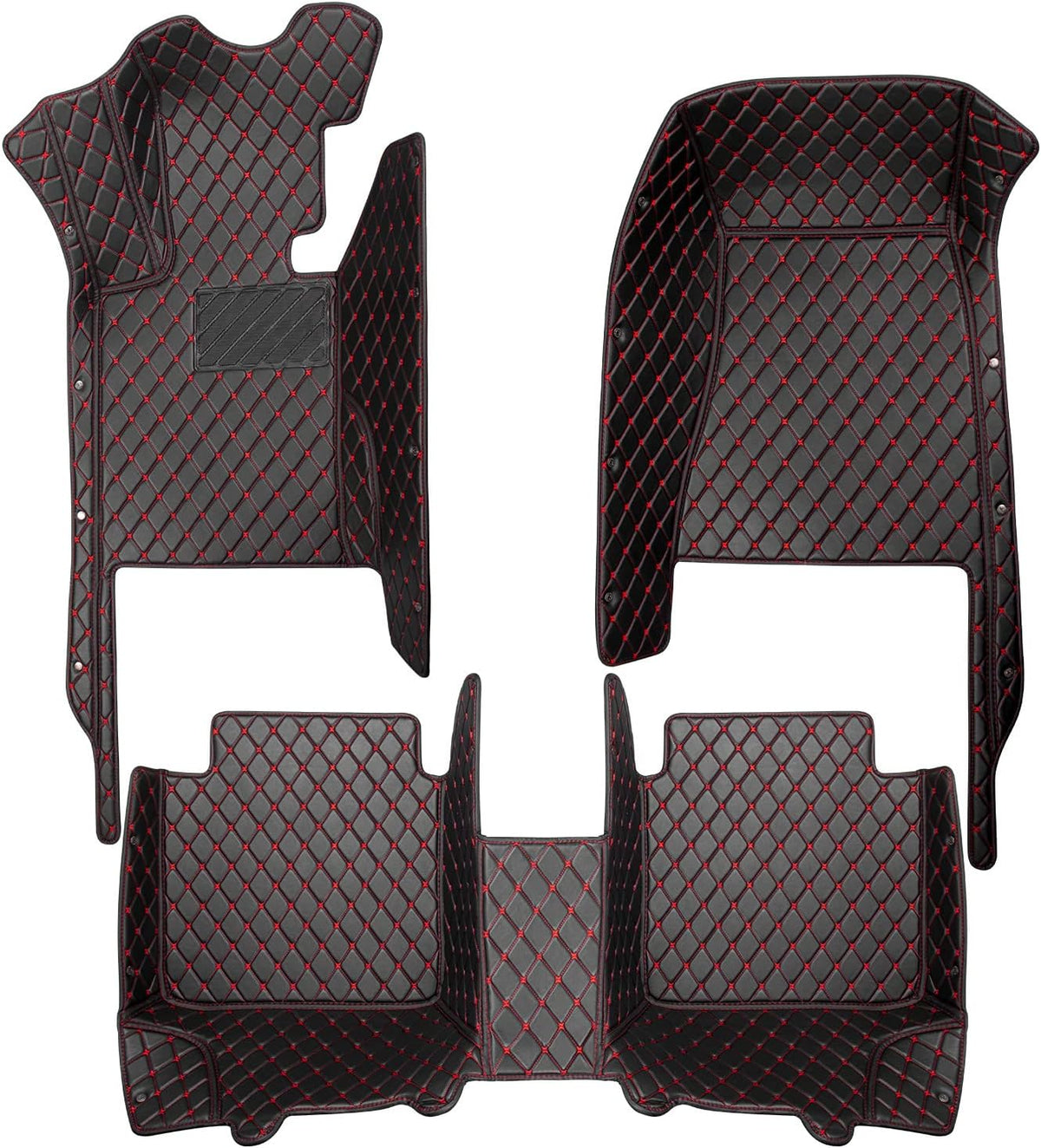 Leather Car Floor Mats 1st & 2nd Row Black O1395