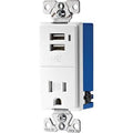 White 15 A 125 V Combination Electrical Receptacle with Dual USB Ports C910745