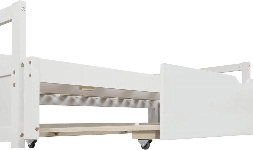 White Wood Daybed with Pull Out Trundle L58372