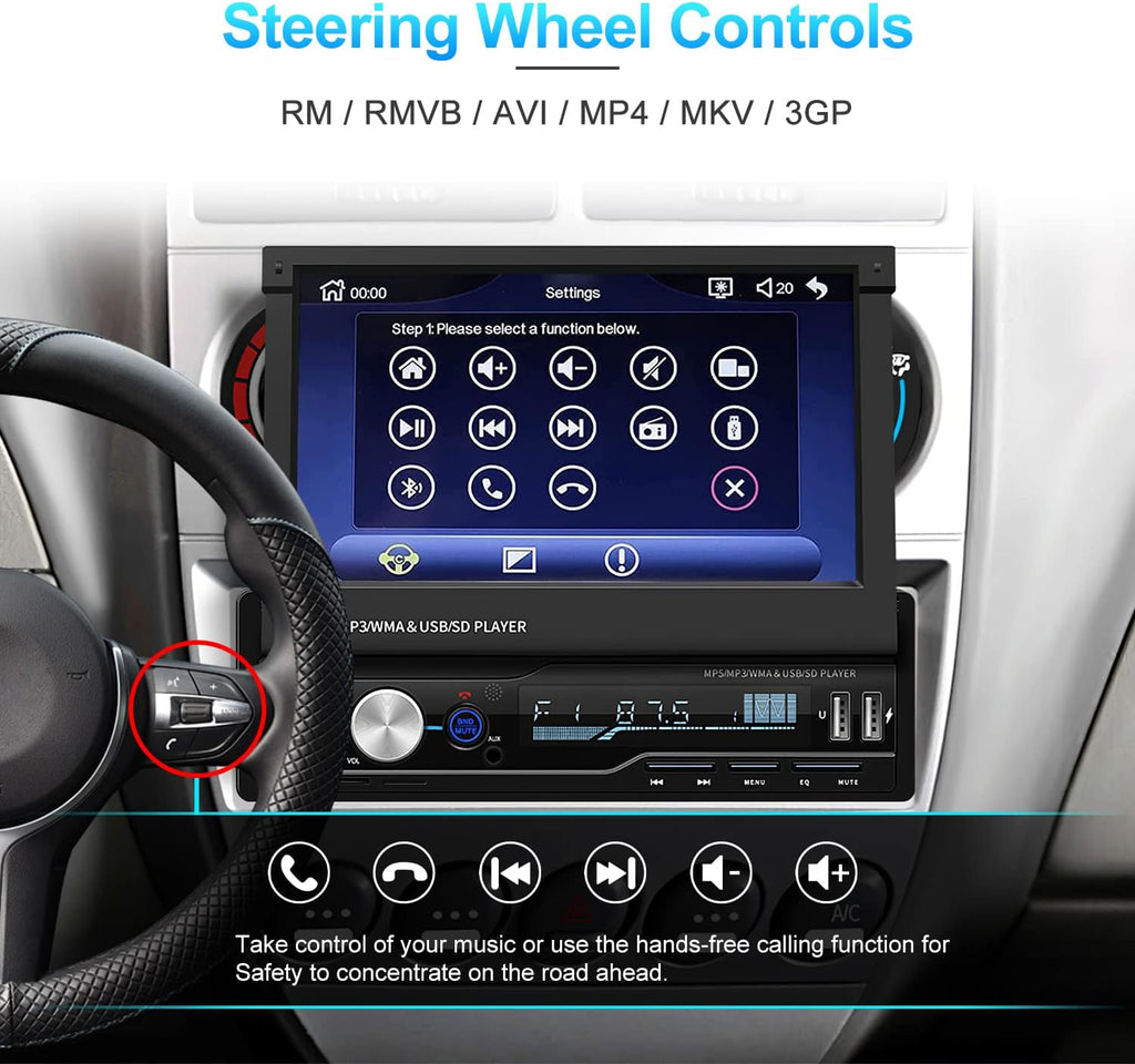 7 inch Flip Out Touch Screen Car Stereo with Backup Camera Y4220