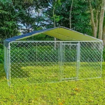 10ft x 10ft Metal Dog Kennel with Roof R32241