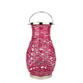 Fuschia Pink Decorative Woven Iron Pillar Candle Lantern with Glass Hurricane D821822