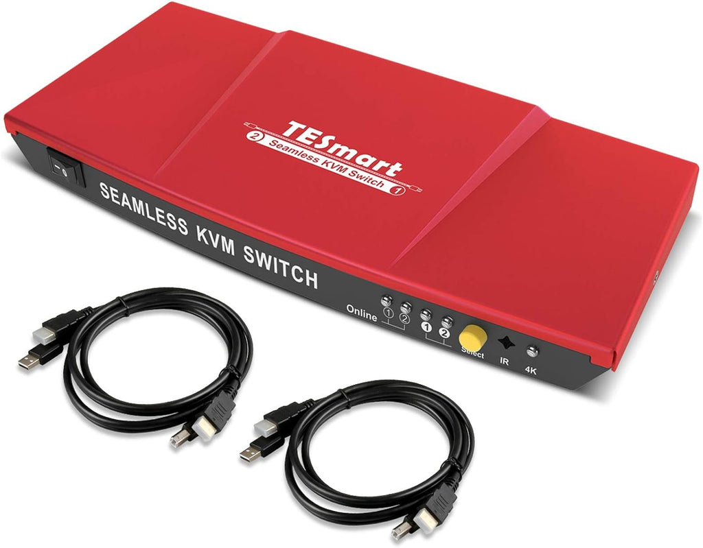 2 Port HDMI KVM Switch 4K@60Hz with 2 Pcs 5ft KVM Cables L24004