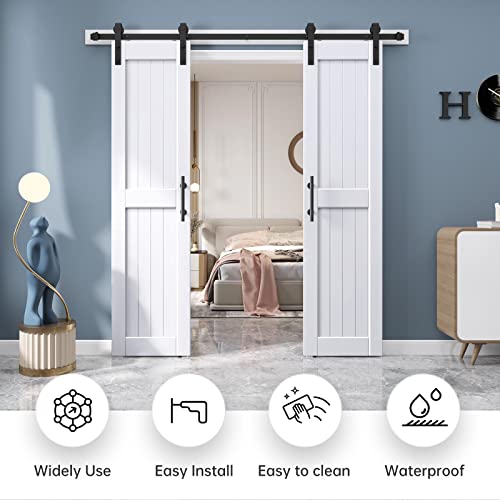 White Barn Door with Sliding Door Hardware Kit V605553