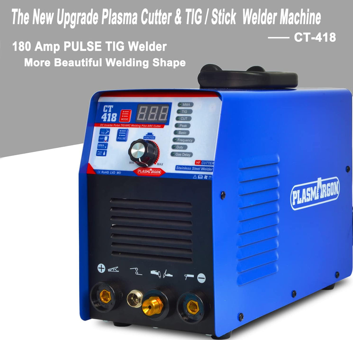 3 in 1 Plasma Cutter TIG Stick Welder, 180A Pulse TIG/Arc Welding, 40A Plasma Cutting, 110/220V Dual Voltage Z6283