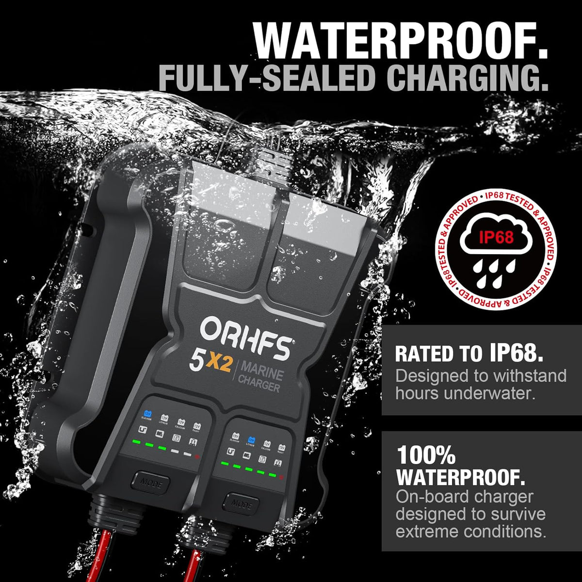 2-Bank 10A Smart Marine Battery Charger 12V Waterproof Onboard for SLA/AGM Lithium F888