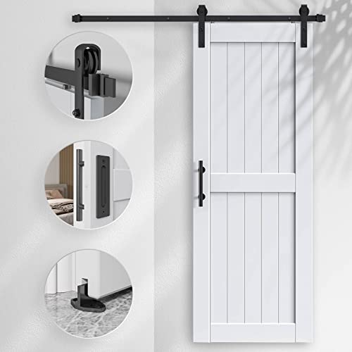 White Barn Door with Sliding Door Hardware Kit V605553