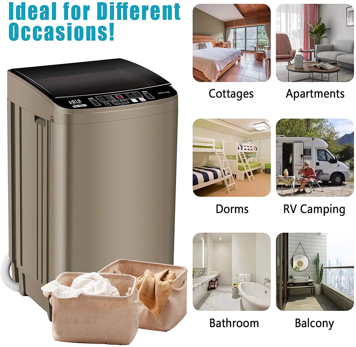 15.6 lbs Portable Compact Washing Machine with Drain Pump Z2510