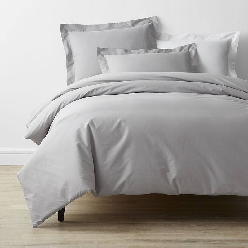 Gray 300-Thread Count Cotton Percale Twin Duvet Cover L31453