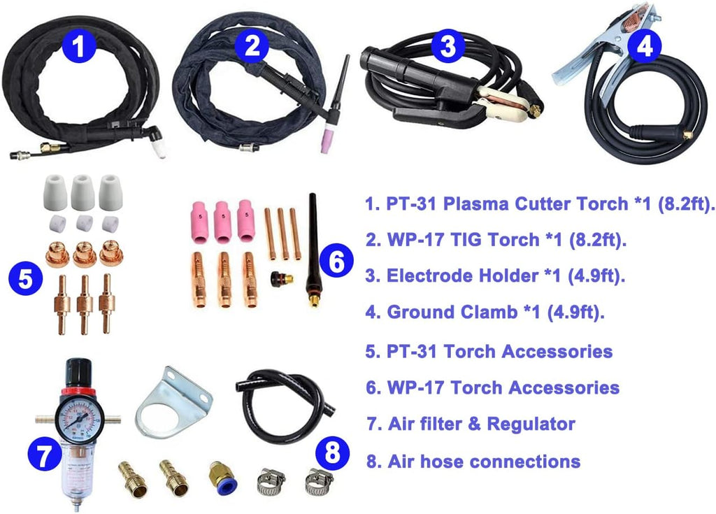 3 in 1 Plasma Cutter TIG Stick Welder, 180A Pulse TIG/Arc Welding, 40A Plasma Cutting, 110/220V Dual Voltage Z6283