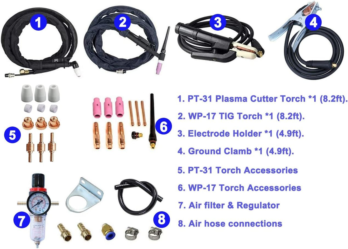3 in 1 Plasma Cutter TIG Stick Welder, 180A Pulse TIG/Arc Welding, 40A Plasma Cutting, 110/220V Dual Voltage Z6283