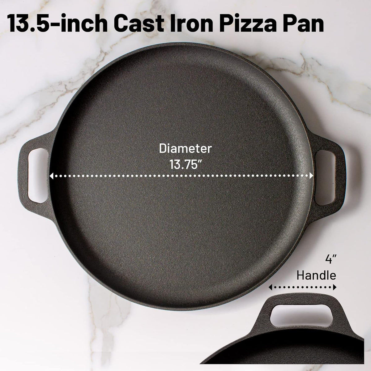 13.5 Inch Cast Iron Pizza Pan with Loop Handles Y140