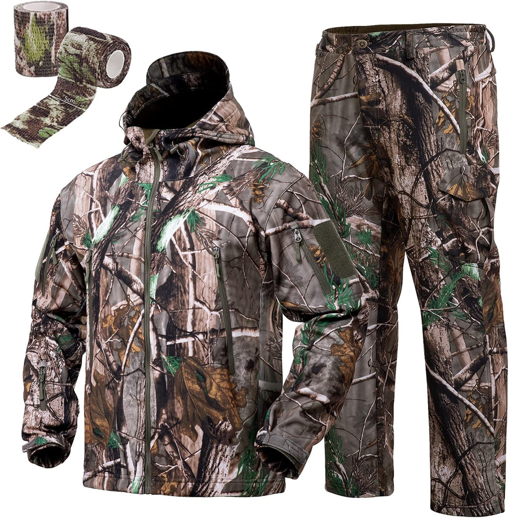 Camouflage Hunting Hoodie Jacket and Pants Windproof Coat D81619